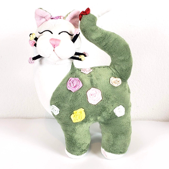 Whimsy Clay Amy Lacombe Cat Roses Whimsical Plush Soft Toy Stuffed Animal Kitty - Picture 1 of 12